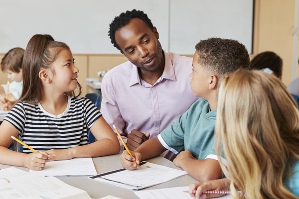 Teacher engages students